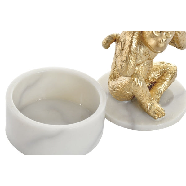 Statuettes of the 3 Monkeys of Wisdom Marble and Golden Resin