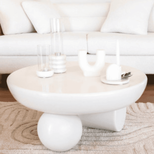 Table Basse Design Abstrait en Bois Blanc