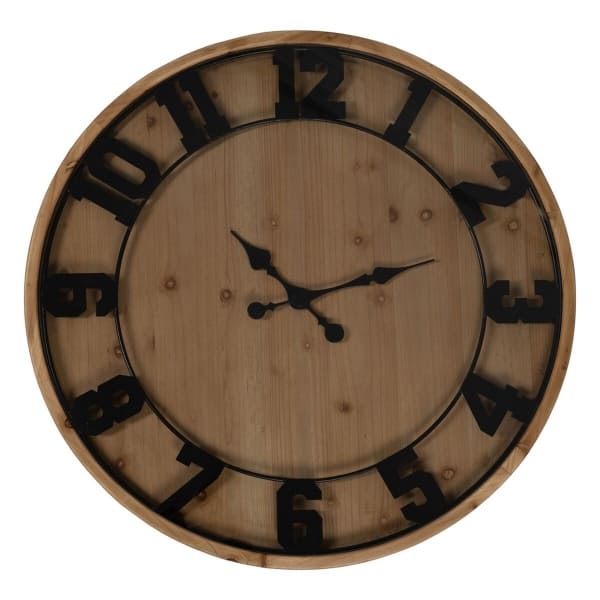 Table Basse Horloge Ronde en Bois Naturel