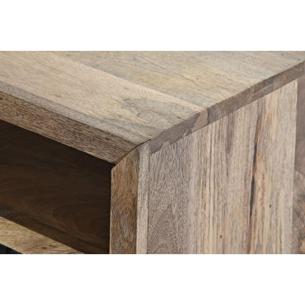 Table Basse Rectangulaire Exotique en Bois Brut et Métal Home Decor