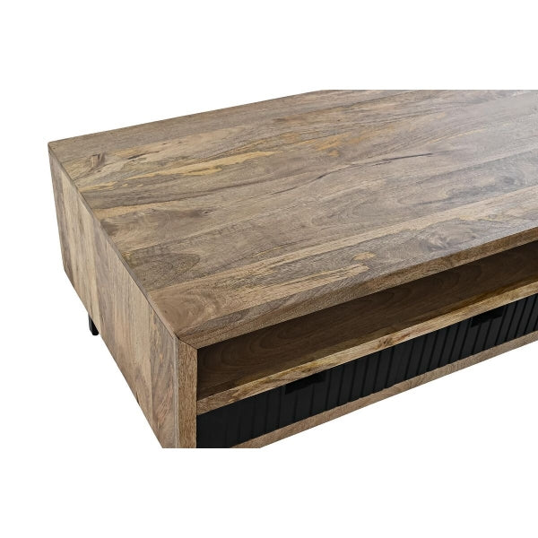 Table Basse Rectangulaire Exotique en Bois Brut et Métal Home Decor