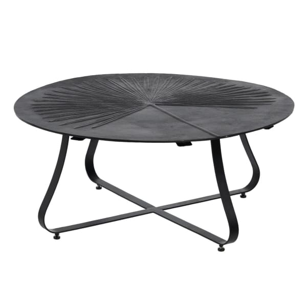 Table Basse Ronde Moderne en Fer Noir