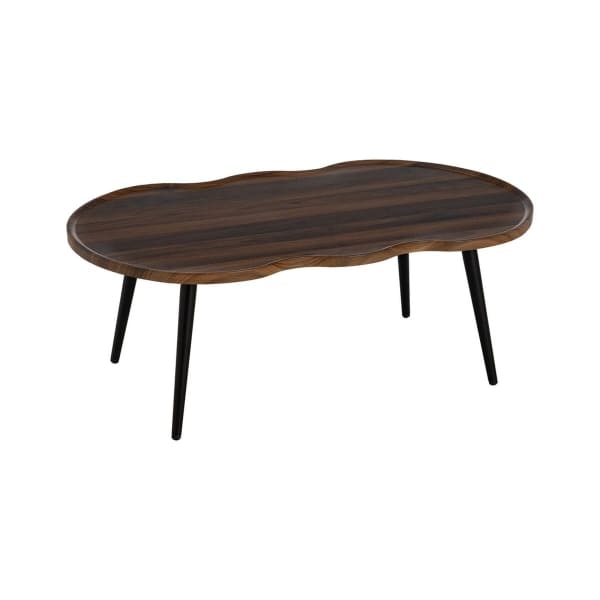 Table Basse Sans Angles en Bois Brun et Fer