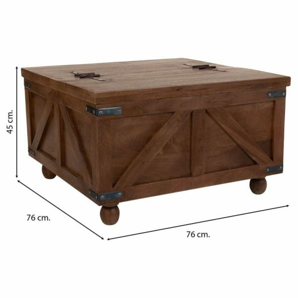 Table Basse avec Coffre Coloniale en Bois Massif