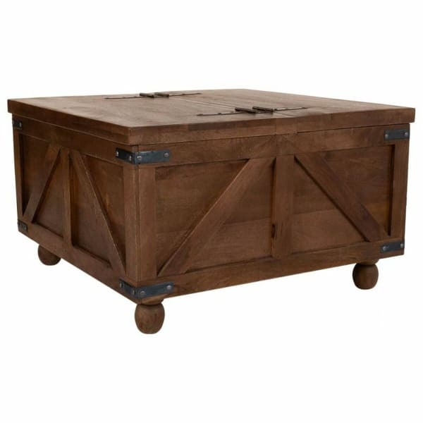 Table Basse avec Coffre Coloniale en Bois Massif