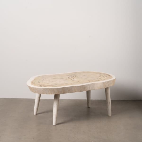 Table Basse en Bois Massif de Suar Blanc