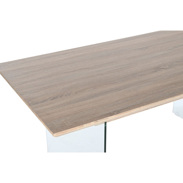 Table Contemporaine en Bois et Pieds en Verre Transparent Home Decor