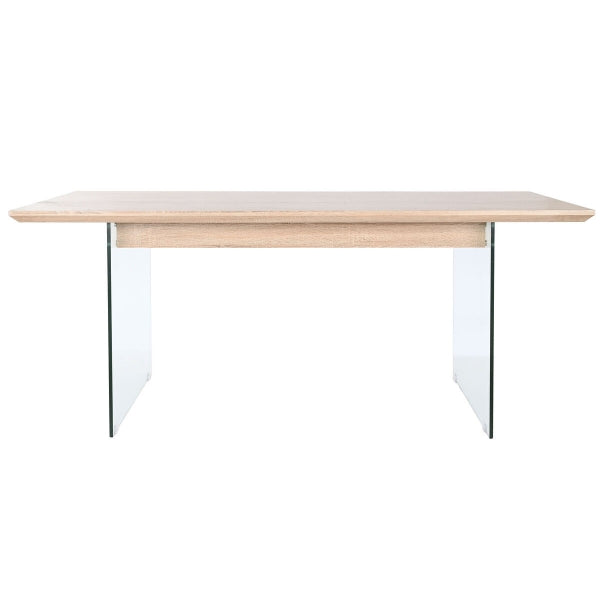 Table Contemporaine en Bois et Pieds en Verre Transparent Home Decor