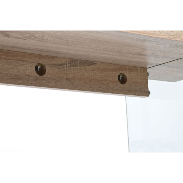 Table Contemporaine en Bois et Pieds en Verre Transparent Home Decor