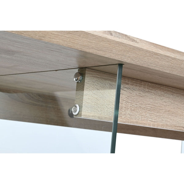 Table Contemporaine en Bois et Pieds en Verre Transparent Home Decor