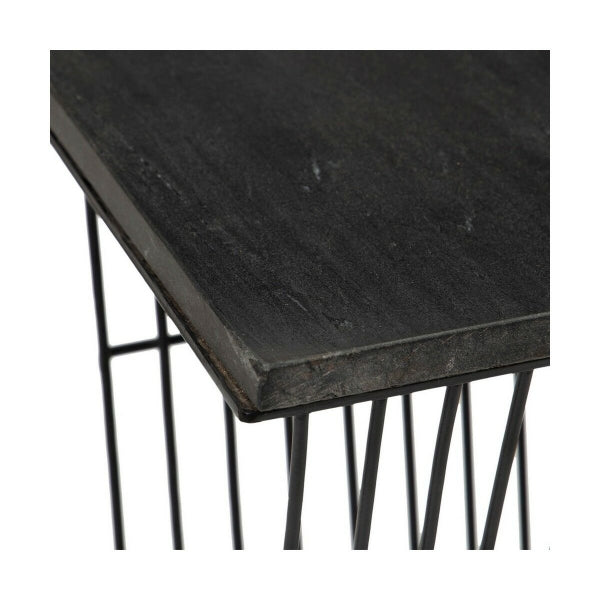 Home Decor Black Marble and Metal Magazine Rack Side Table - A Perfect Fusion of Elegance and Functionality