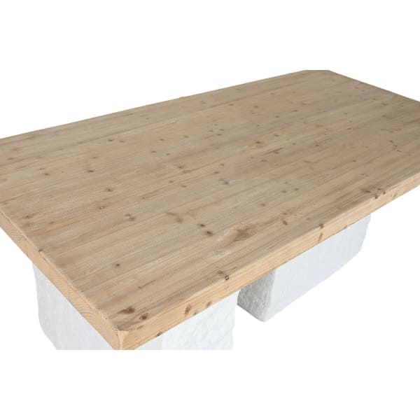 Mesa de comedor atípica Art Déco de madera y resina blanca