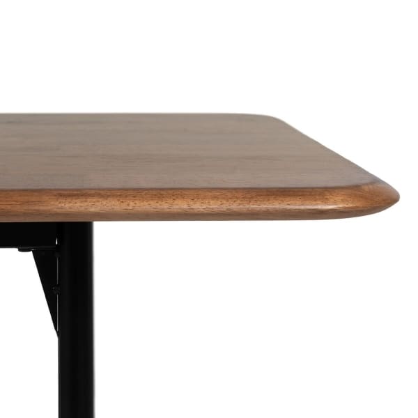 Brown Wood and Black Metal Dining Table 180 x 80 x 76 cm