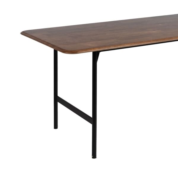 Brown Wood and Black Metal Dining Table 180 x 80 x 76 cm