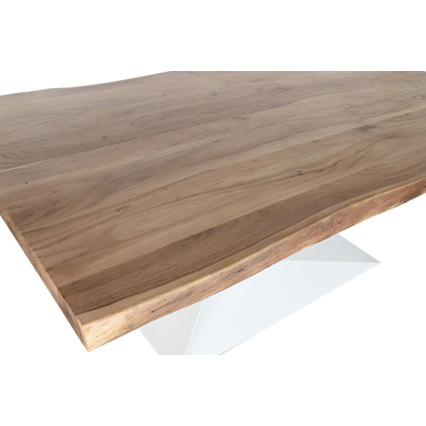 Table à Manger Contemporaine en Bois d'Acacia Massif et Métal Blanc Home Decor