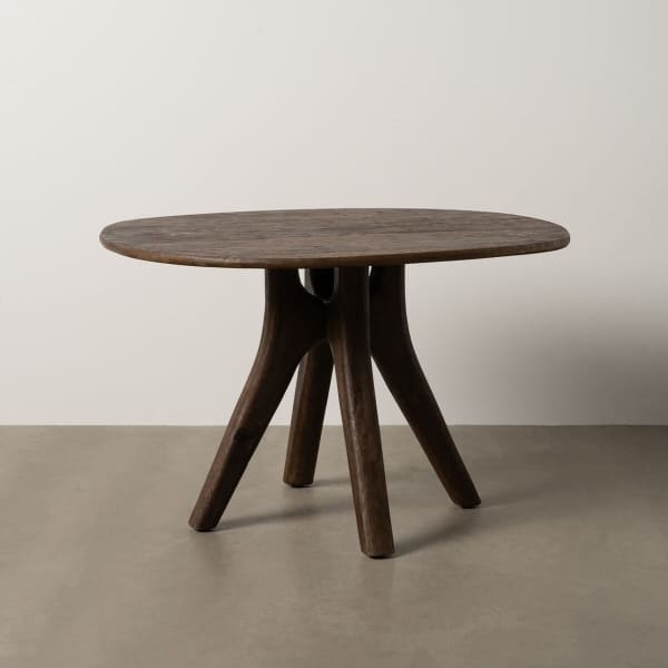 Table à Manger Design Africain Bois Massif Marron Foncé