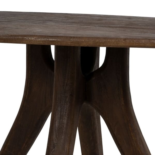 Mesa de comedor de diseño africano de madera maciza marrón oscuro