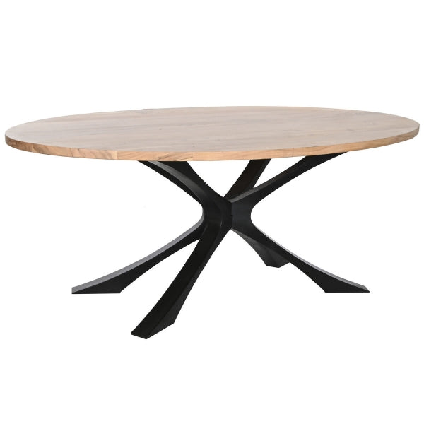 Table à Manger Design Ovale en Bois d'Acacia et Métal 