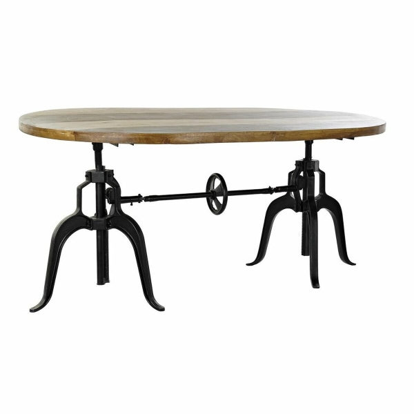 Table à Manger Industrielle Ovale en Bois avec Pieds en Métal Noir Home Decor