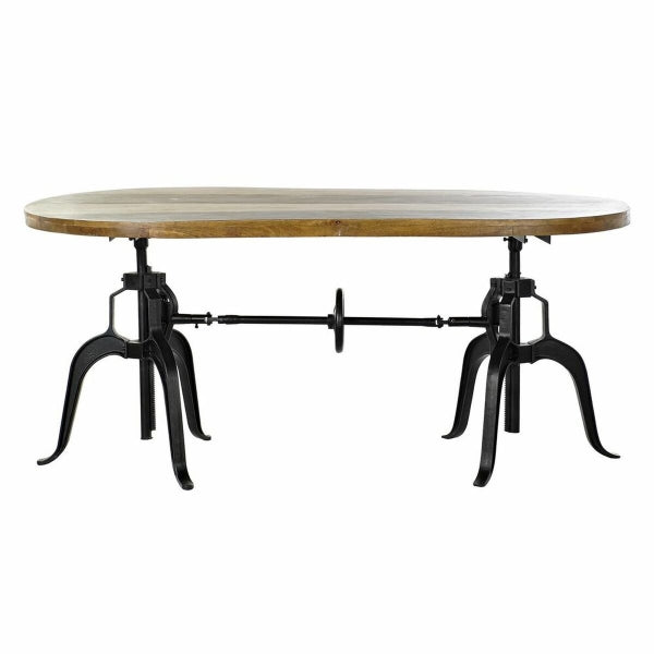 Table à Manger Industrielle Ovale en Bois avec Pieds en Métal Noir Home Decor