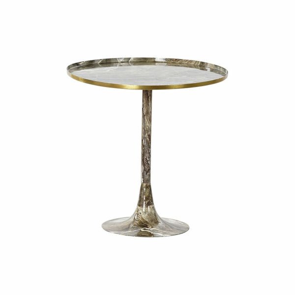 Table d'Appoint Art Déco Effet Marbre en Aluminium Marron et Beige Home Decor - L'Élégance Classique au Cœur de Votre Décoration