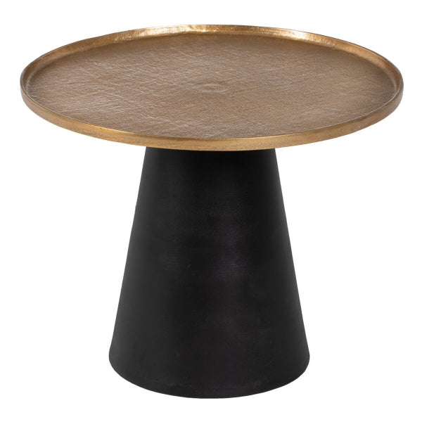 Contemporary Side Table Gold Round Top and Black Leg Home Decor