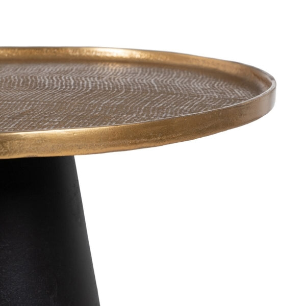 Contemporary Side Table Gold Round Top and Black Leg Home Decor