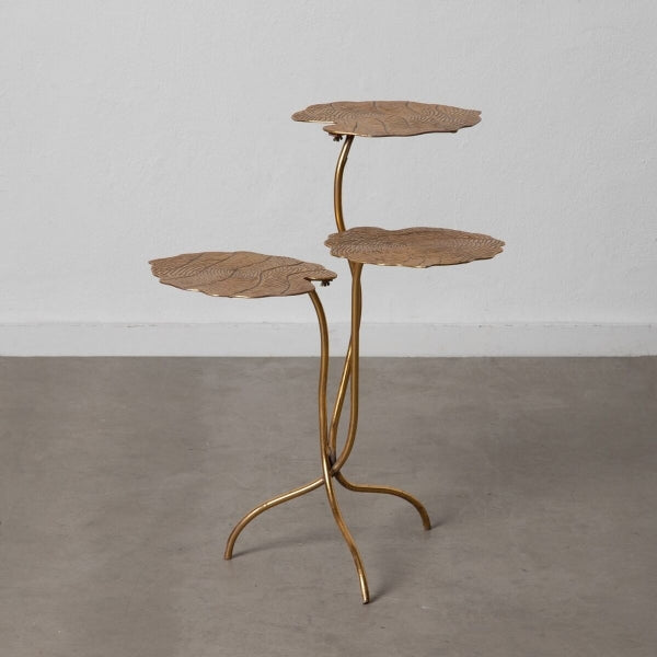 Table d'Appoint Design Nénuphar en Métal Doré