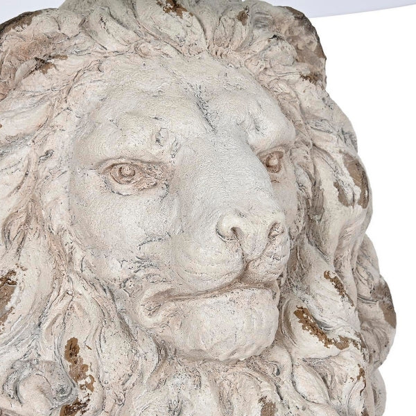 Table d'Appoint Lion Blanc et Verre Transparent Home Decor