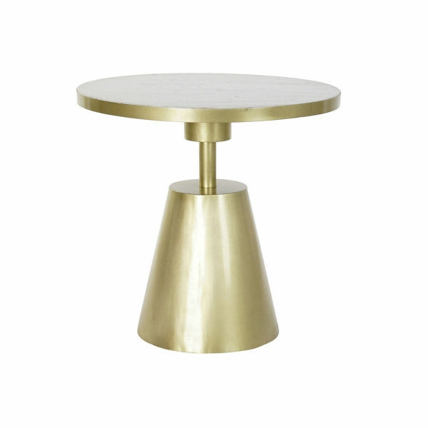 Table d'Appoint en Fer Doré et Marbre Blanc Design Moderne