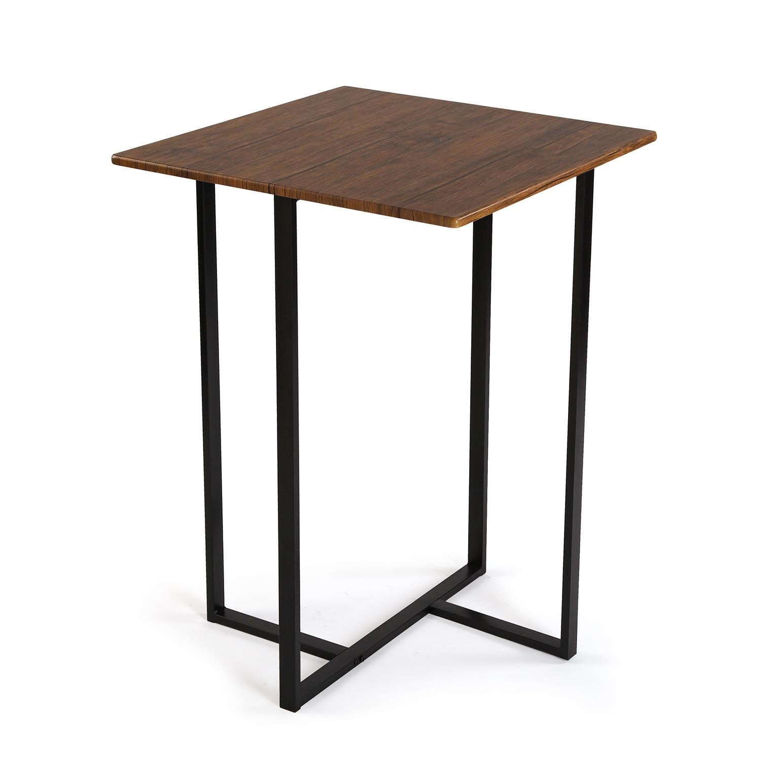 Table de Bar et 2 Tabourets Design Loft en Bois Brun et Métal Noir Versa