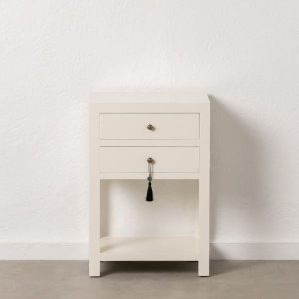 Table de Chevet Design Chinois en Bois Blanc