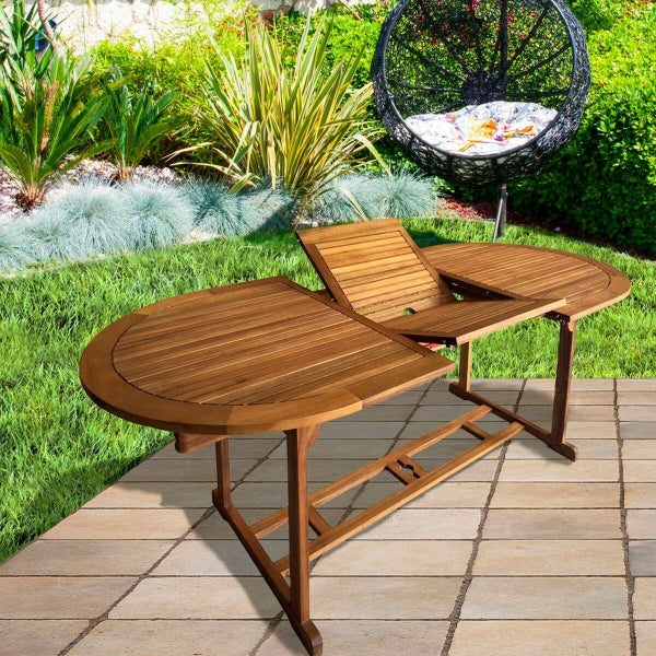 Aktive Mesa de Jardín Extensible de Madera de Acacia (200 x 74 x 90 cm)