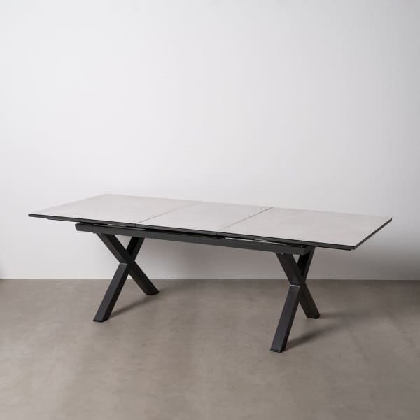 Table de Salle à Manger Extensible en Céramique et Métal Noir