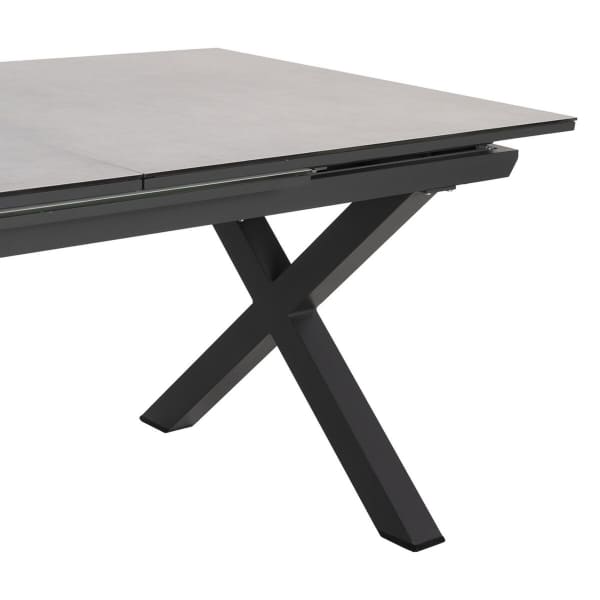 Table de Salle à Manger Extensible en Céramique et Métal Noir