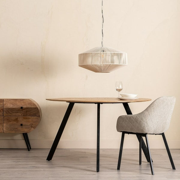 Table Ronde Design Loft Bois Naturel et Métal Noir