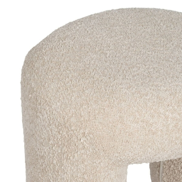 Tabouret Bas Design Bouclette Beige Déhoussable