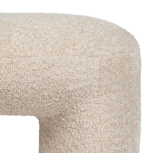 Tabouret Bas Design Bouclette Beige Déhoussable