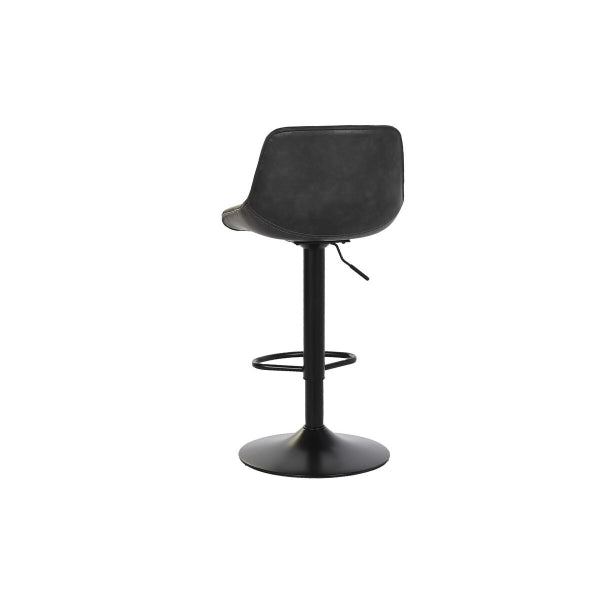 Tabouret Design Loft avec Dossier en Similicuir Noir et Métal Home Decor