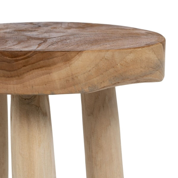 Tabouret Fait Mains en Bois de Teck Massif