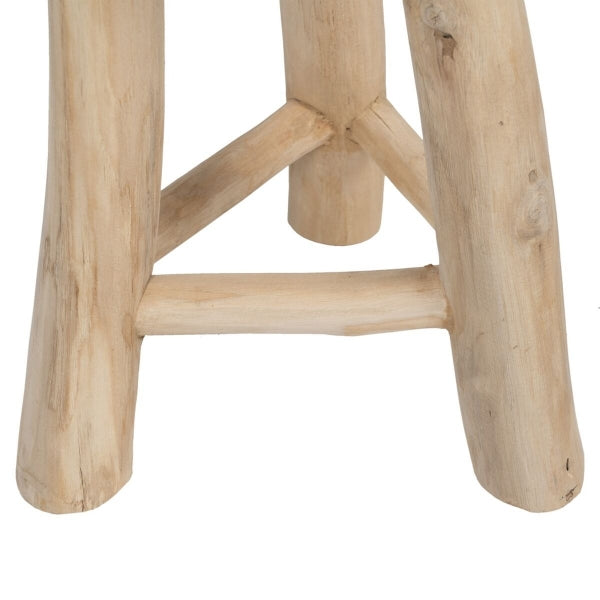 Tabouret Fait Mains en Bois de Teck Massif