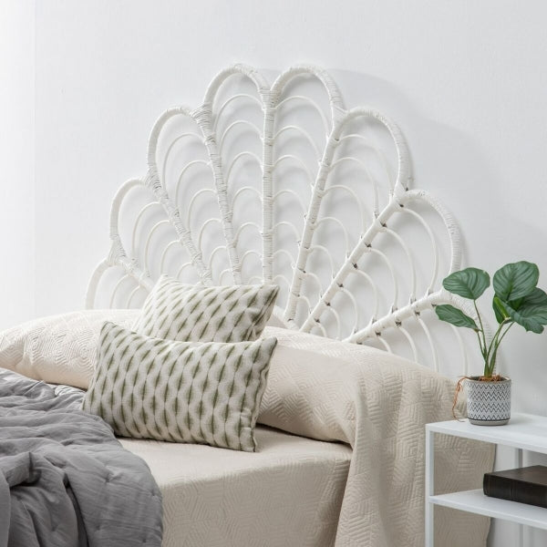 Tête de Lit Design Bali Home Decor Rotin Blanc