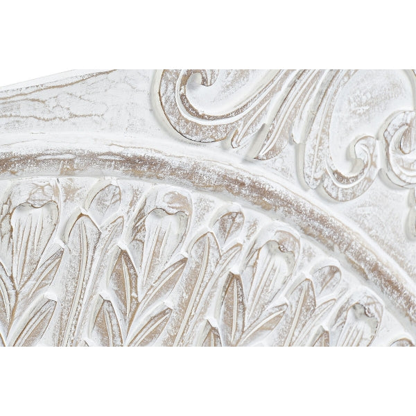 Indian Design Headboard in White Aged Carved Wood: Elegance and Craftsmanship