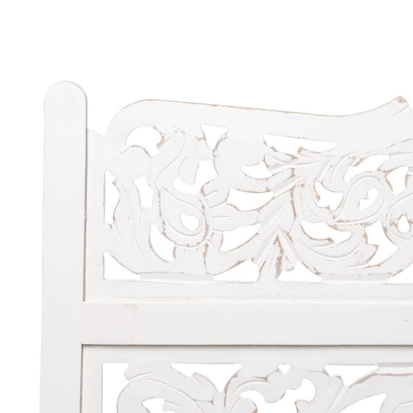 Shabby Chic Headboard Floral Pattern in White Wood