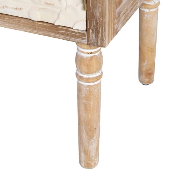 Shabby Chic Side Furniture in Brown and White Carved Wood