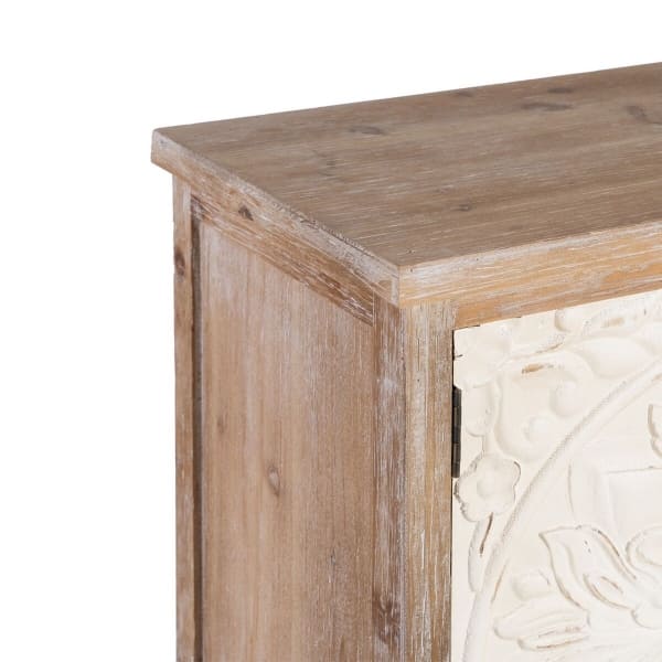 Shabby Chic Side Furniture in Brown and White Carved Wood