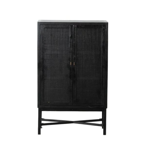 Armoire en Bois et Cannage de Rotin Noir Profond (100 x 40 x 165 cm)