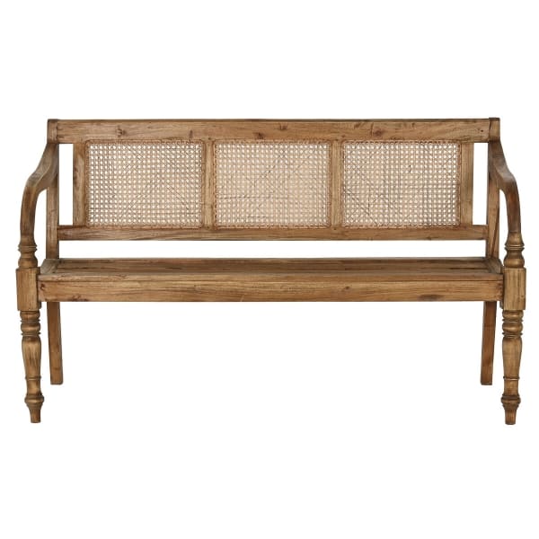 Banc Vintage en Acajou Massif et Cannage