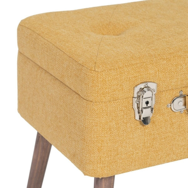 Banc de Rangement Coffre Home Decor Jaune Moutarde et Bois