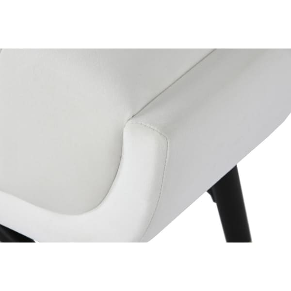 Modern White Velvet and Black Legs Bench